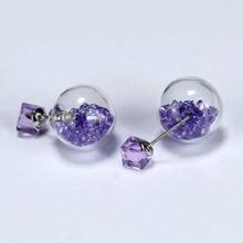 Purple Pierced Ball Earrings For Women