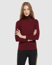 Maroon High Neck Fitting Sweater For Women