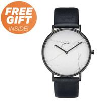Marble Patter Watch  Ladies Watches  PU Leather Strap  (WHITE DIAL) Free Gift