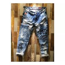 Hifashion- Casual Jeans Printed Design Pants For Men-Light blue