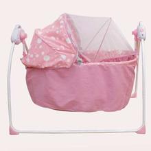 Pink Electric Swing Bed For Babies With Mosquito Net