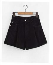 Black Plain Stretchable Denim Shorts For Women