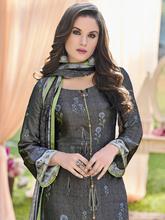 Stylee Lifestyle Grey Satin Printed Dress Material - 2098