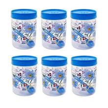 Aafno Pasal Navisha  Ski Homeware Printed Easy Pet Jars 500ml (6 Pcs)- Blue