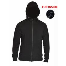 Trendy winter full zip fur jacket for Men - Black