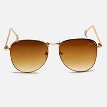 Oval Aviator in Shaded Brown Lenses with Stylish Golden Metal Legs