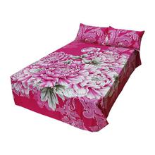Dark Pink Vella Cotton Printed Bed Set-Queen Size