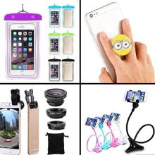 Combo Of Waterproof Pouch/Lazy Stand/Clip Lens/Pop Socket-Multicolor