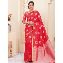 Stylee Lifestyle Red Banarasi Silk Jacquard Saree - 2074