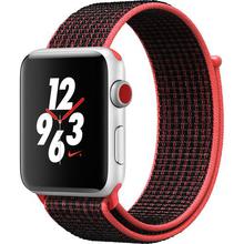 Apple Watch Nike+ Series 3 42mm Smartwatch (GPS + Cellular, Silver Aluminum Case, Bright Crimson/Black Nike Sport Loop)