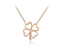 Rose Gold Toned Leaf Pendant Necklace For Women