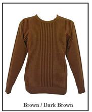 Brown Round Neck with Vertical Stripes Sweater(MM-16-02)