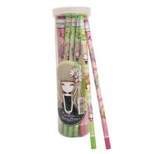 Pink/Green Flower Princess Pencils Jar - 30 Pencils