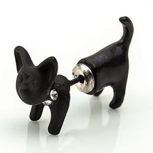 Vintage Design Black Realistic Lovely Cat Head Ear Stud Earring