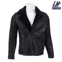 KILOMETER Black Side Zippered PU Leather Jacket With Inner Fur For Men - KM 92812