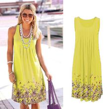 Oufisun Summer Sleeveless Floral Print Loose Dress Fashion