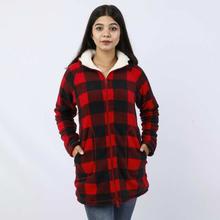 Everest Hardwear Fleece Fur Checkered Jacket For Women