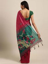 Stylee Lifestyle Magenta Ikkat Silk Jacquard Saree-2153