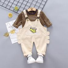 Bib suit_Children's striped long-sleeved two-piece suit