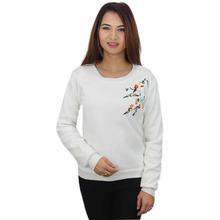 White Embroidered Sweatshirt For Women