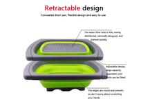 Kitchen Retractable Drain Basket Household Folding Drain Basket Rectangular Fruit and Vegetable Washing Basket