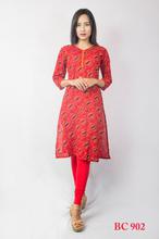 Red cotton printed kurti with Leggings set -BC 902