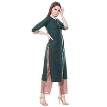 Harshana Women's Rayon Salwar Suit Set, Dark Green