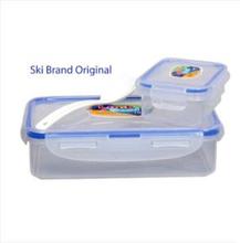 Ski Lock & Seal 800Ml + 125Ml Plastic Lunch Tiffin Box (Clear)