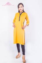 Orange Self Work Peek n Peek Rayon Designer Kurti With Pure Leggings Set