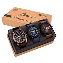 Rich Club Analogue Black Blue Dial Quartz Watch - REL-OCT-DEN