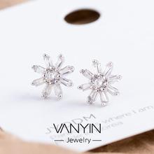 Snowflake zircon_wanying snowflake earrings s925 sterling