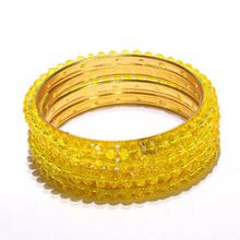 Clear Yellow Crystal 4-Pieces Bangles Set For Women