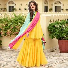 Style Amaze Women's Cotton Semi Stitched Gharara Salwar Suit