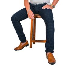 Virjeans Stretchable Cotton Check Chinos Pant for Men (VJC 713) Blue