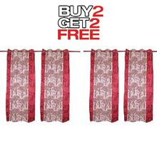 Curtains Buy 2 Get 2 Free [4pcs] [Winter Tree Design] - Blue