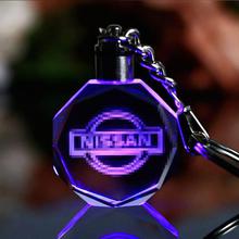 K9 Crystal Car Logo Key Chain Laser Engraved Colorful LED Light Key Ring Glass Keychain Decoration Accessories Pendant Gift