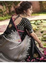 Stylee Lifestyle Grey Banarasi Silk Jacquard Saree - 2121