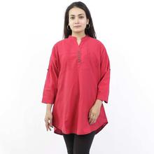 Red Front Button Top For Women