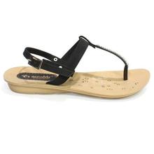 aeroblu Black Stoned T-Strap Sandals For Women - IN01