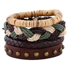 Vintage Punk Wave Multilayer Leather Bracelet Men Fashion