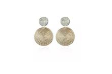 Shiny Gold Double Round Circle Drop Earrings