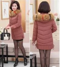 SLIM HOODED COLLAR FUR DOWN JACKET-PEACH PINK