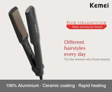 Kemei Black/Pink Flat Iron Professional Hair Straightener - KM-329