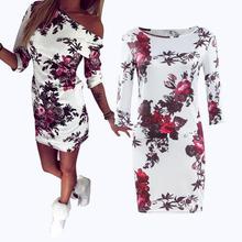 Elegant Floral Printed Women Summer Dress 2018 Half Sleeve