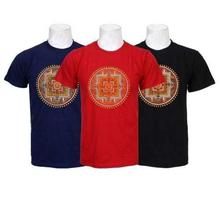 Pack Of 3 Mandala Embroidered 100% Cotton T-Shirt For Men-Blue/Black/White - 011