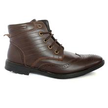 Brown Dotted Lace Up Boots For Men