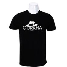 Wosa - Black Round Neck Gurkha Print Half Sleeve Tshirt for Men