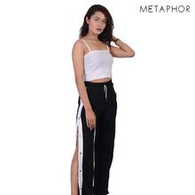 METAPHOR Black Snap Buttons Designed Plus Sized Trousers For Women - MJ12B