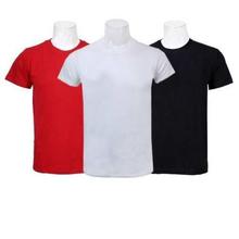 Pack Of 3 Plain 100% Cotton T-Shirt For Men-Red/White/Black