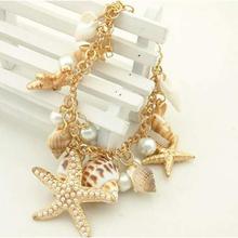 FashionieStore bracelet Ocean Sea Shell Starfish Faux Pearl Bracelets Bangles Pendant Jewelry